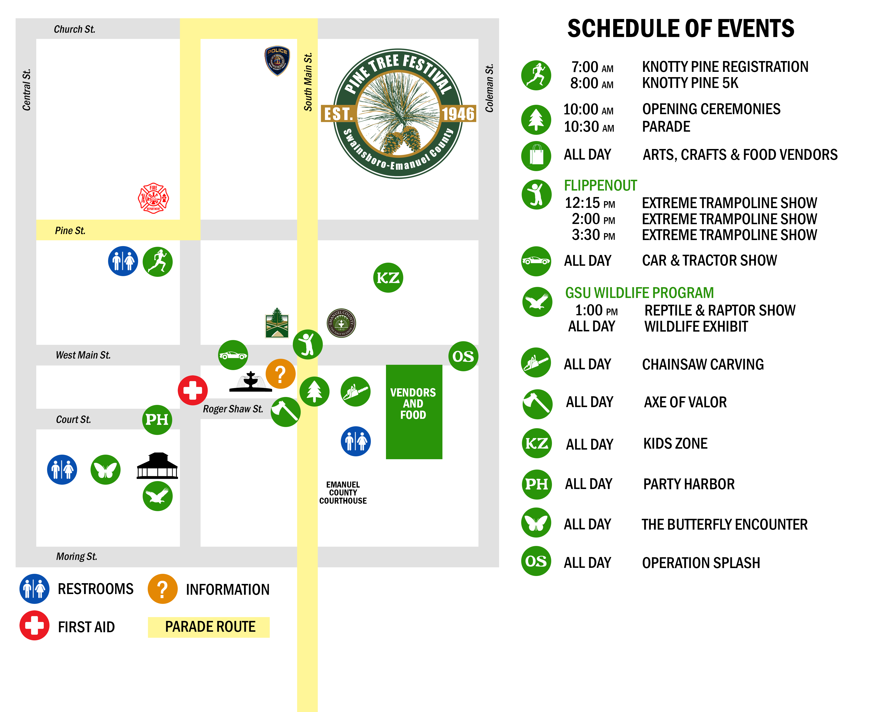 Map & Schedule Pine Tree Festival & Southeast Timber Expo