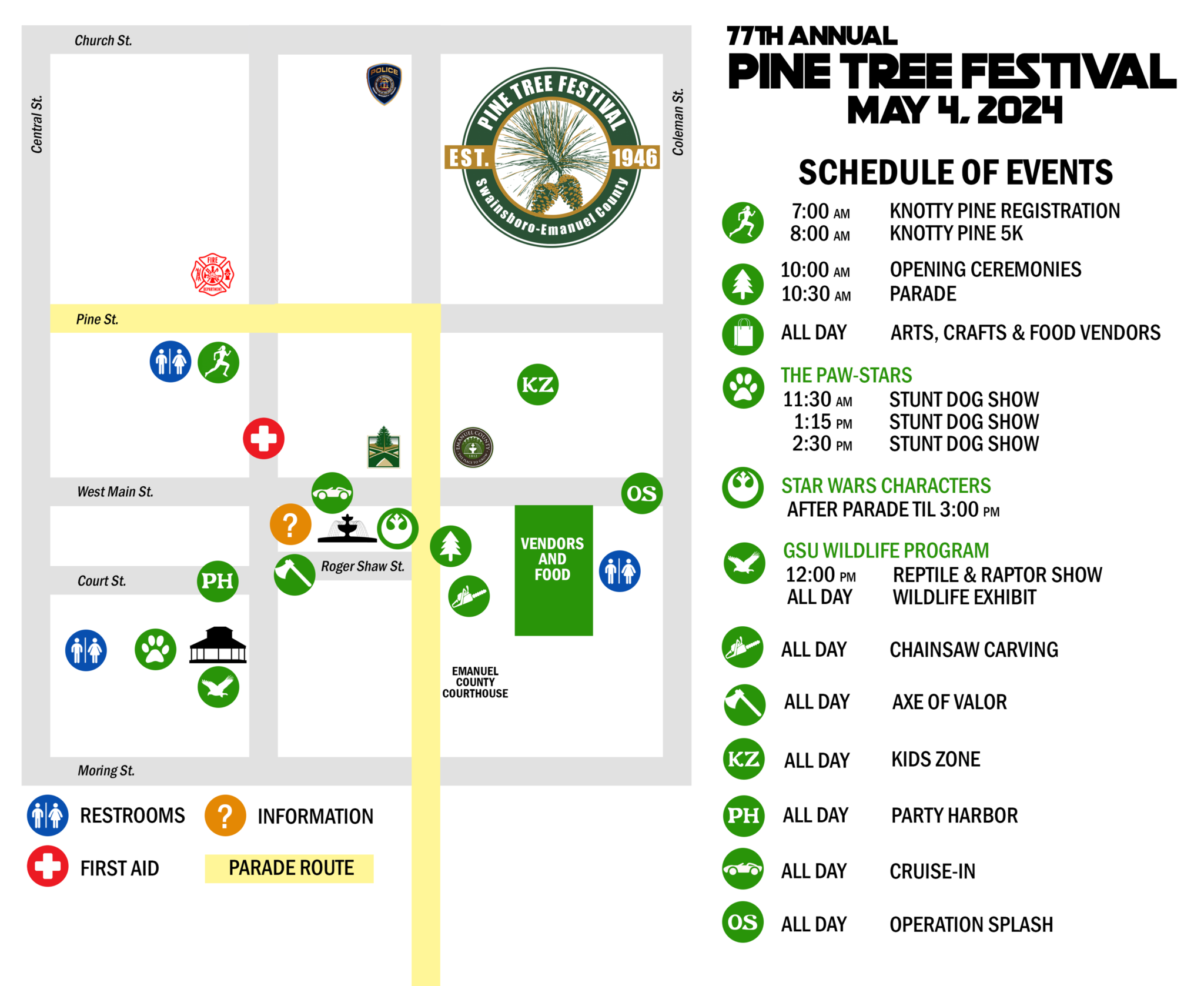 2024 Pine Tree Festival Schedule and Map Pine Tree Festival